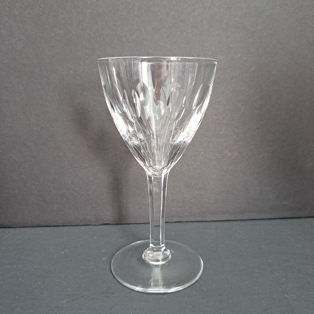 Val St Lambert Nestor Hamlet Wine Glass 5.75" Cut Crystal Belgium Vintage 1950s